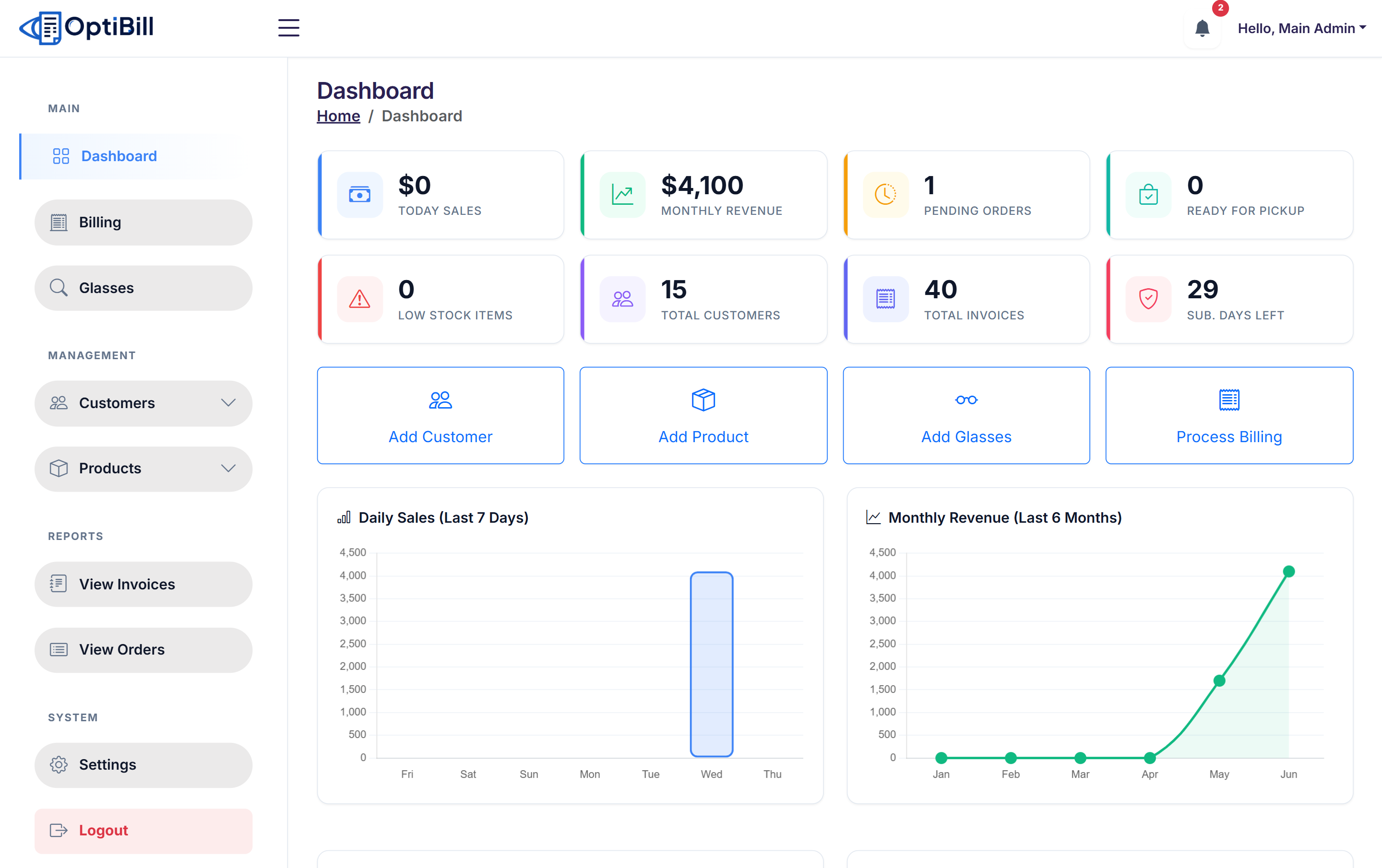 OptiBill Dashboard