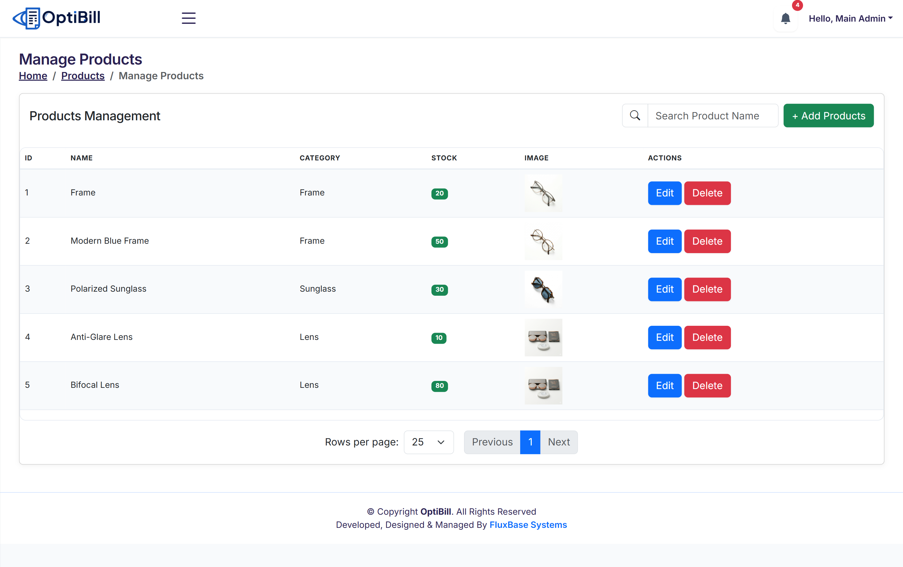 OptiBill Inventory Tracking